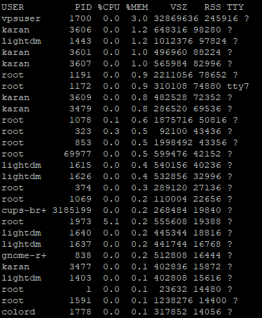 Check Memory Usage Per Process Using ps