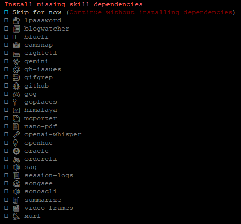 install missing skill dependencies