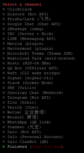 select a channel