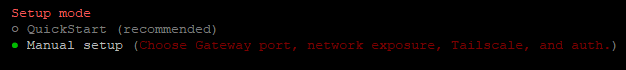 select manual setup