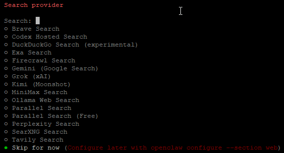 select search provider