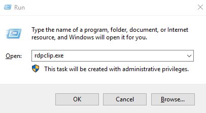 type ‘rdpclip.exe’